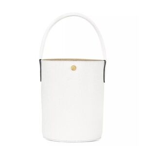 White Longchamp Épure Leather Bucket Bag